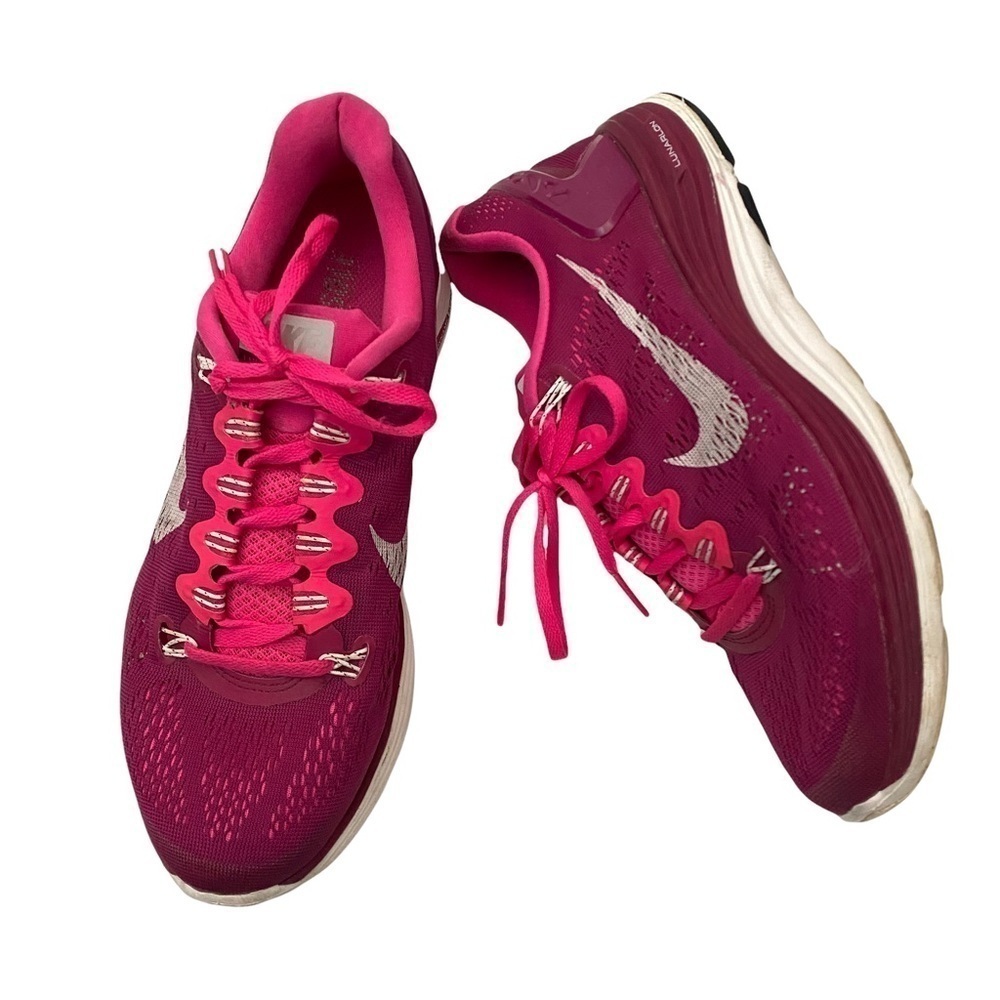 Nike Lunarglide 5 Running Shoes Mesh Raspberry Pink Sz 9.5 Preowned - Picture 11 of 13
